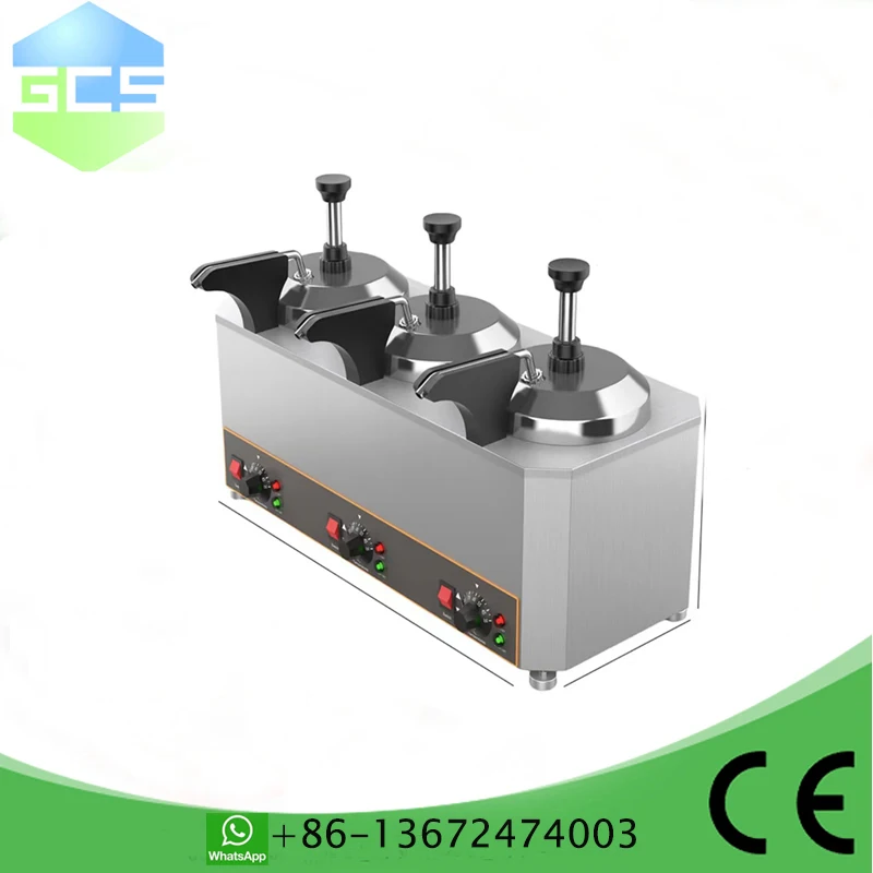 6L Commercial Sauce Warmer: 3 Cylinders, Temperature 30 - 85°C, Equipped with Pump - Ideal for Chocolate, Tomato & Cheese Sauces