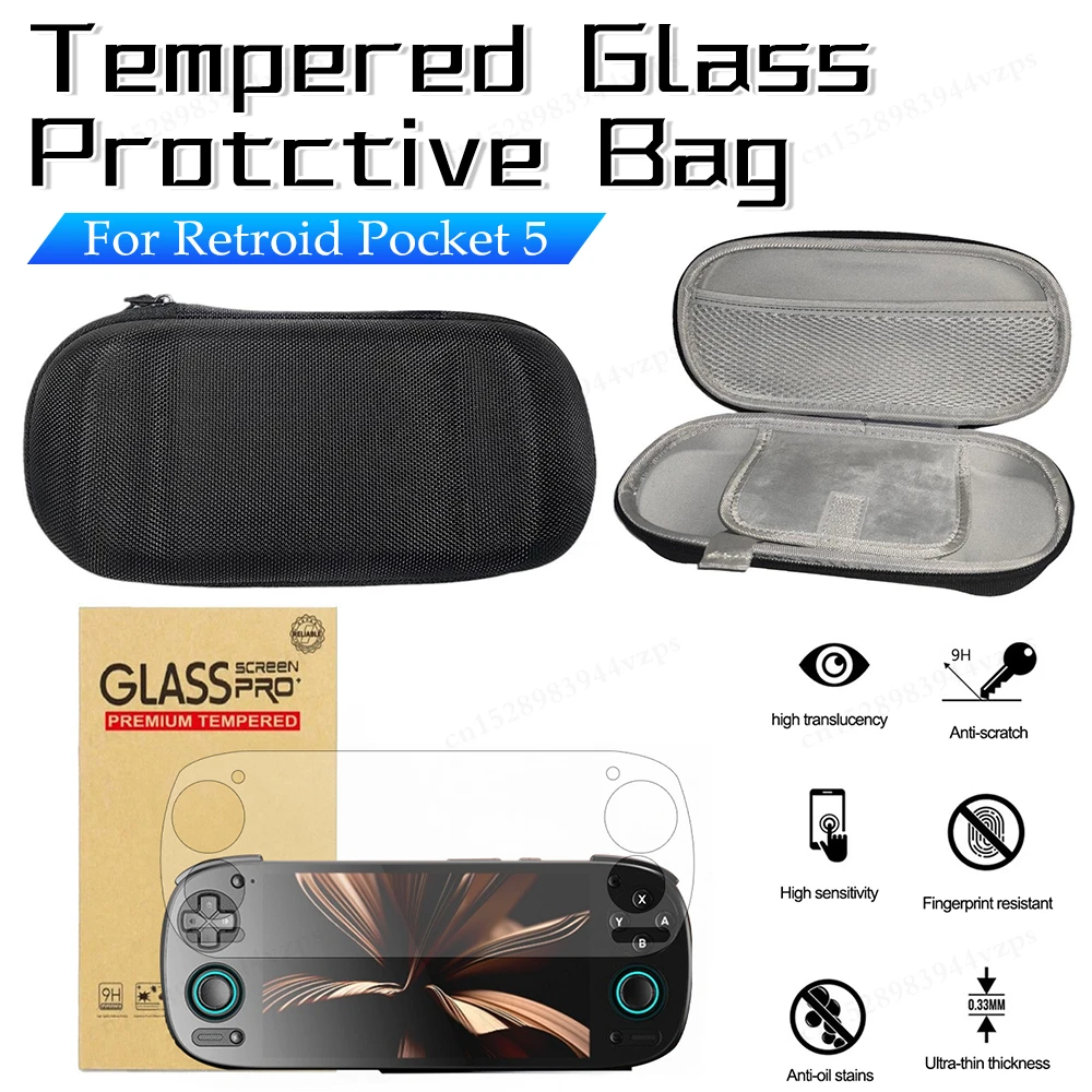 Ultra-Clear Screen Protector for Retroid Pocket 5 Tempered Glass 9H Screen Protective Film Portable Protective Bag Accessories