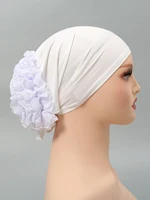 Hijabs avec dentelle et mousseline de soie pour femmes musulmanes, panhua, chapeau astronomique fin, enveloppement de la tête Islam, turban arrière, bande de sauna féminine, document solide 3