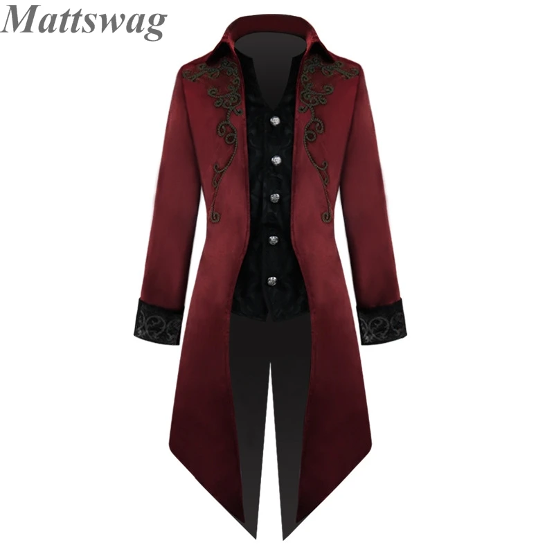 

Halloween Gothic Medieval Men's Tuxedo Coat Vintage Cosplay Steampunk Dress Jacket Banquet Party Wedding Stage Performance Coats