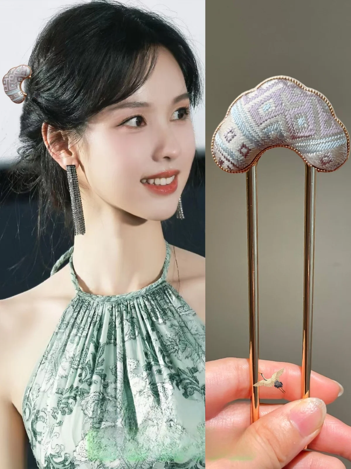 수제 구름 모양의 머리핀 여성용 헤어 스타일링 도구 우아한 Feifei 헤어 클립 전통 중국 스타일 꽃 패턴
