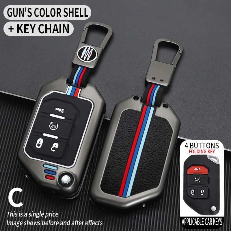 2 3 4 pulsanti copertura della cassa chiave dell'automobile per Jeep Wrangler JL TJ Gladiator JT 2019 2020 telecomando senza chiave accessori Auto portachiavi - Sdf2a6ecc406040f8ac591c5e8ad48ae3p