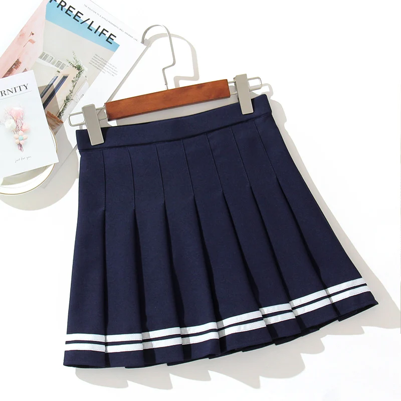 High Waist Women's Skirts Striped Pleated Elastic Waist Female Sweet Mini Dance Plaid Skirt Y2k Korean England Style 5