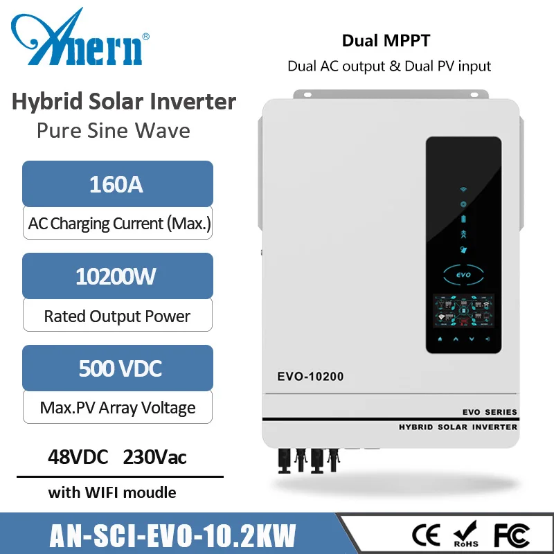 3600W 6200W Grade Tie/Off Grade Inversor Solar Híbrido 6.2KW 48V 120A MPPT  Controlador Solar 90-450VDC PV Entrada Com Wi-Fi