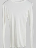 High Quality Plain T Shirt Women  Elastic Basic T-shirts Female Casual Tops Long Sleeve Sexy Thin T-shirt see through 2