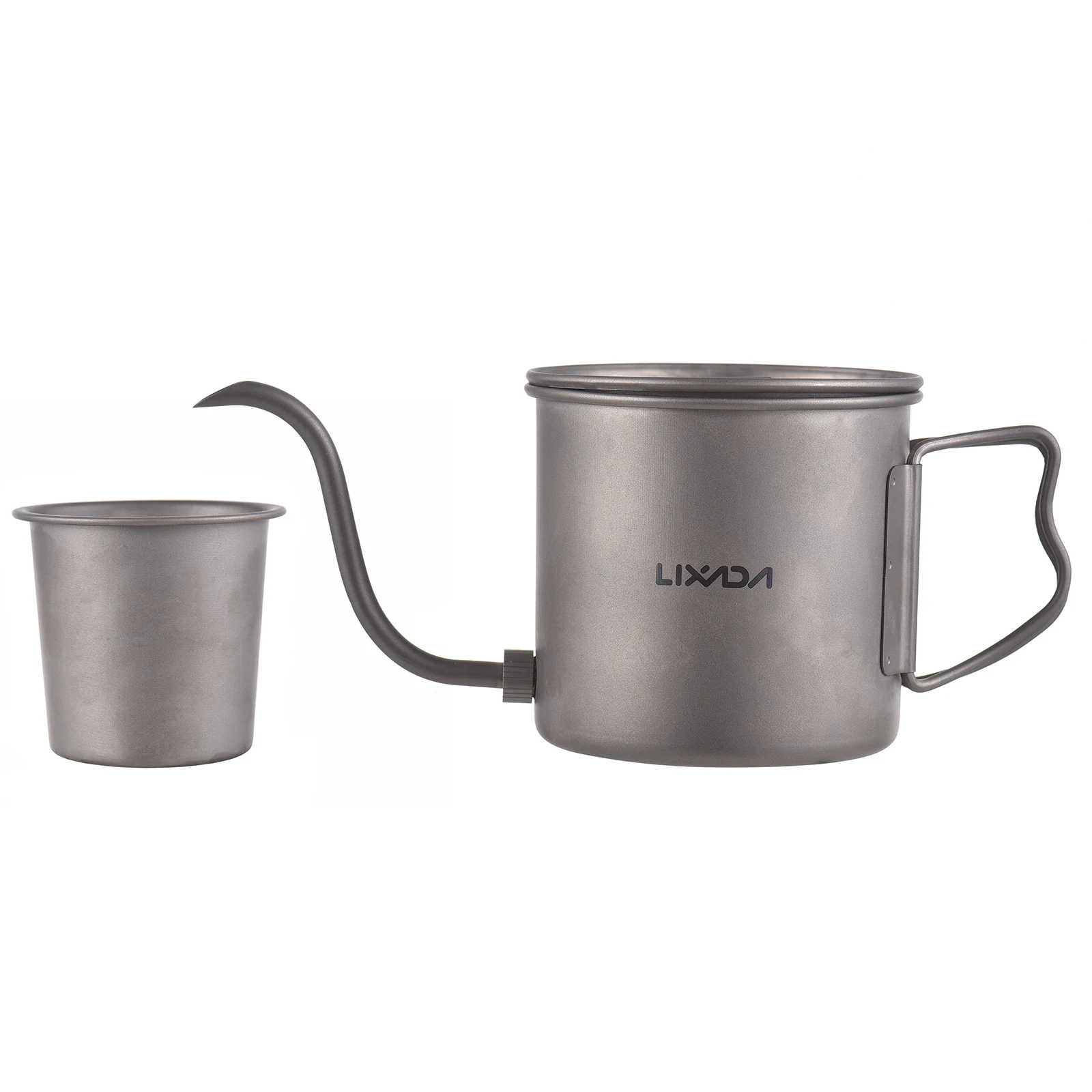 LIXADA 400ml Titanium Coffee Pour Over Kettle Coffee Mini Tea Water Camping Pot Stove Top Coffee Pot Gooseneck Traveling Tea Pot