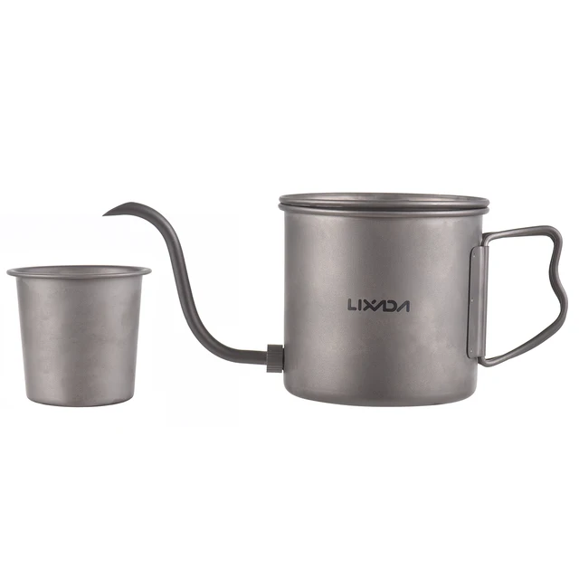 LIXADA 400ml Titanium Gooseneck Coffee Kettle – Mini Pour Over Camping Pot for Tea & Travel 1
