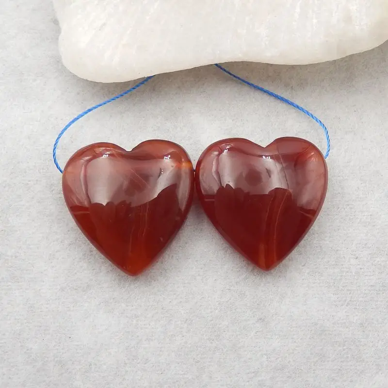 

Natural Gemstone Red Agate Heart Shape Semiprecious Stones Women Earrings Accessories Gift Jewelry New 25x24x8mm 12g