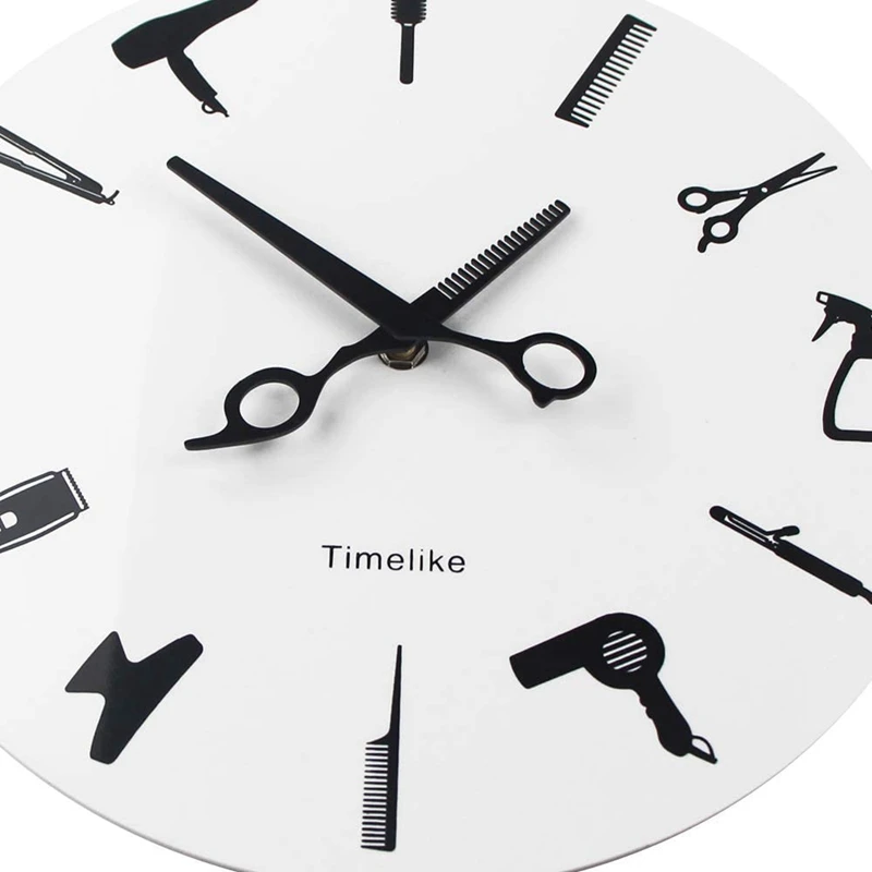 Timelike Barber Stylist Tools Wall Clock Modern 3D Quartz Non Ticking Beauty Hair Salon Clocks Watch For Home Decor Gift images - 6