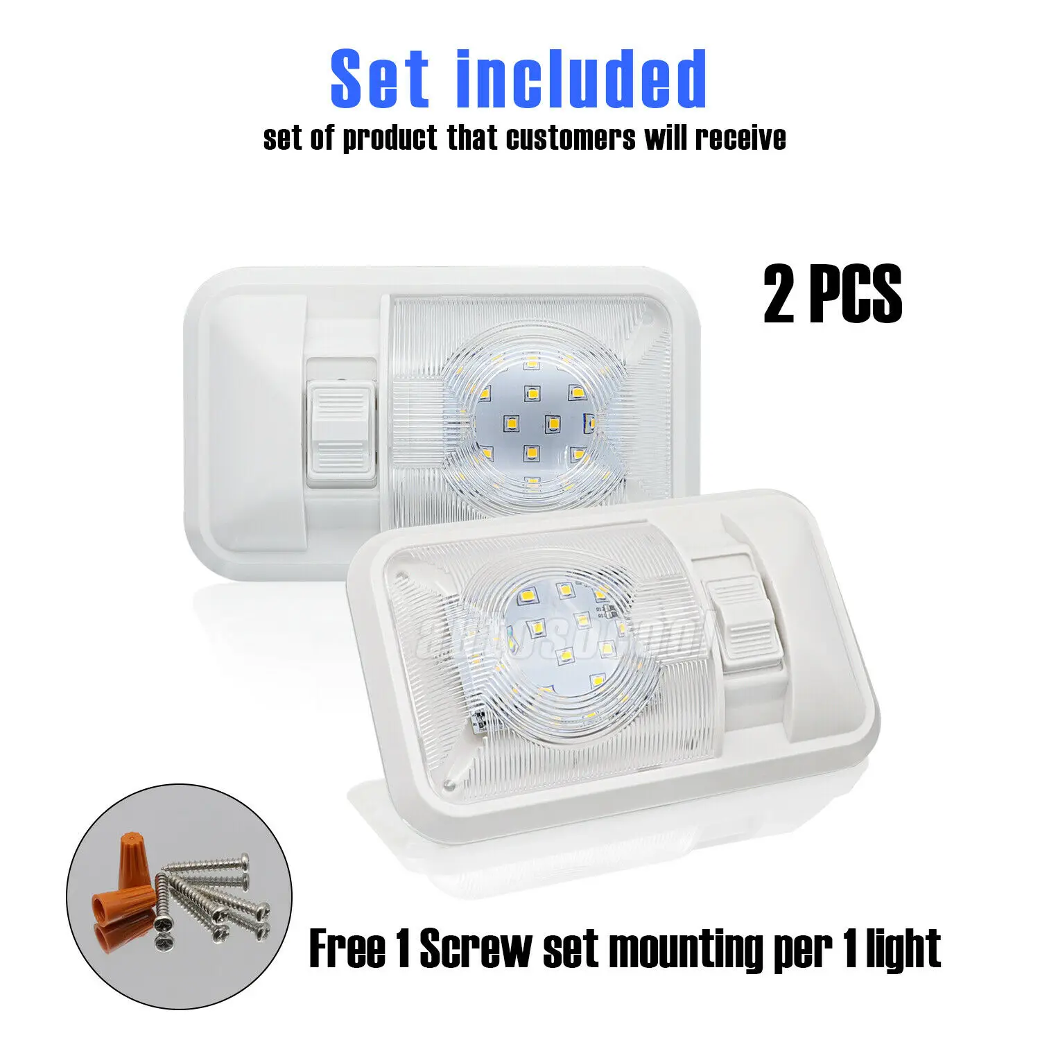2 Pack 12V Led RV Ceiling Dome Light RV Interior Lighting for Trailer Caravan Car Camper Accessories