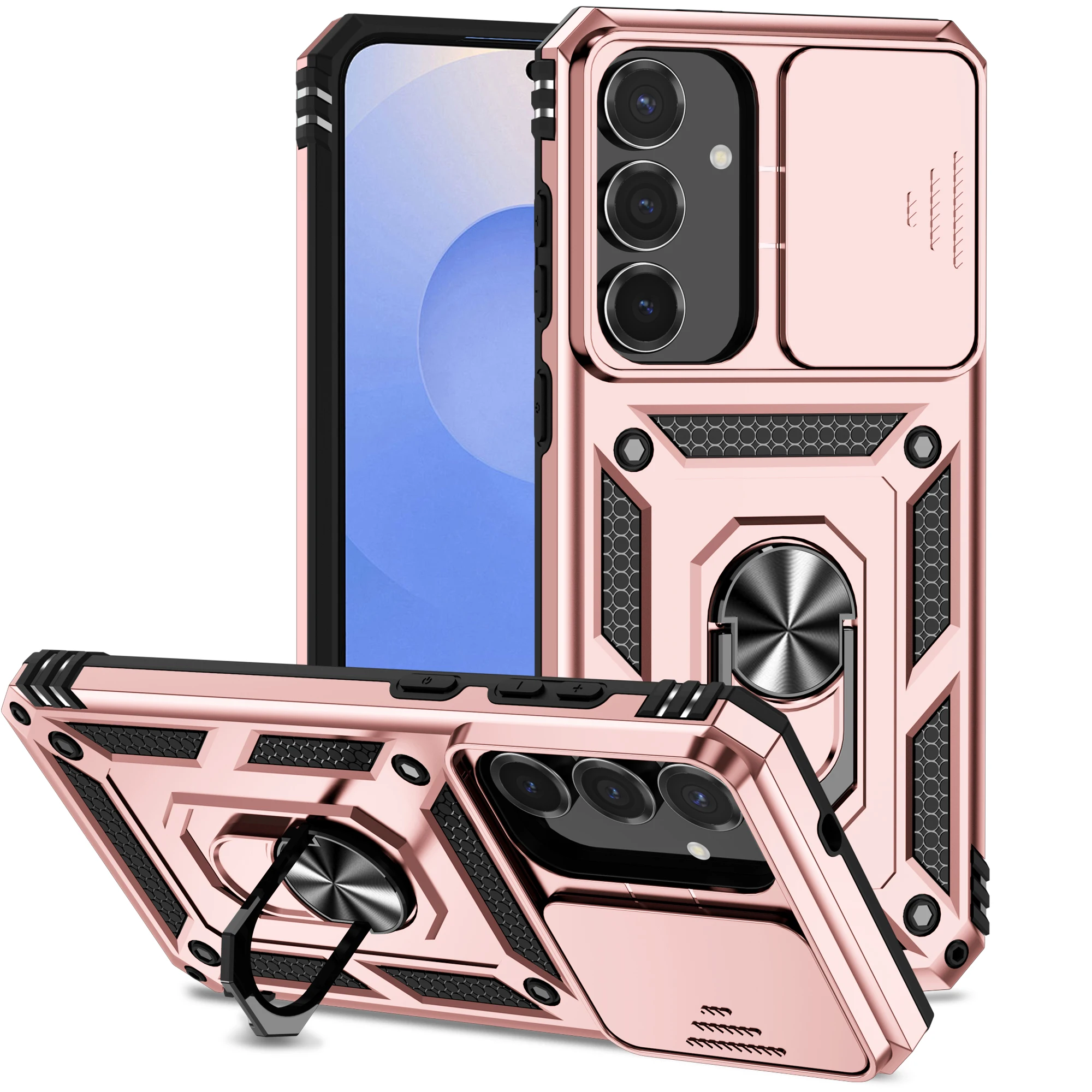 Shockproof Armor Case with Ring Holder and Lens Protection – Enhanced Durability Cover