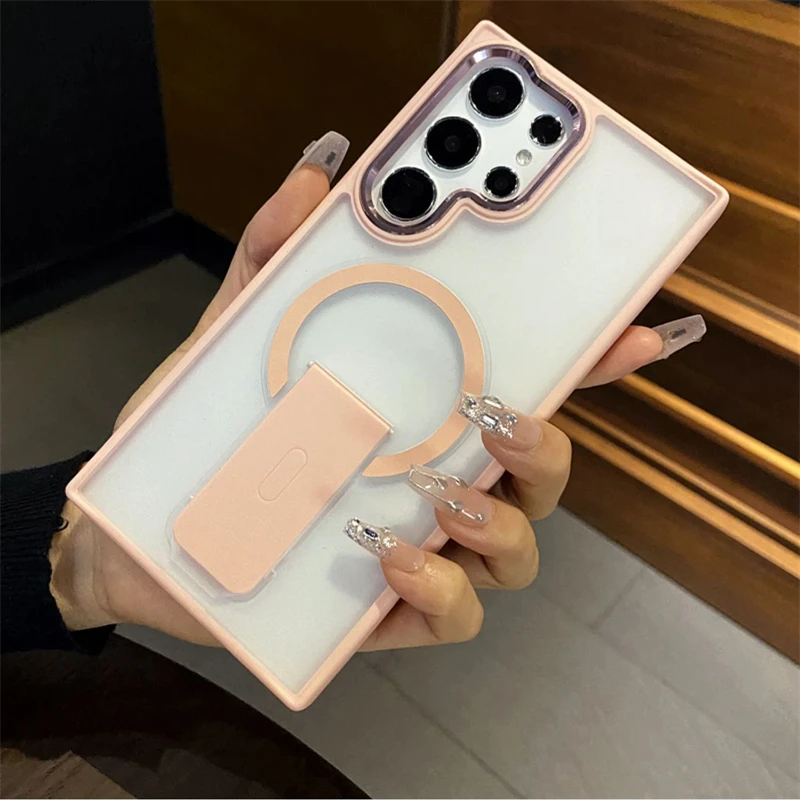 Premium Magnetic Wireless Charging Stand with Shockproof Matte Clear Cover