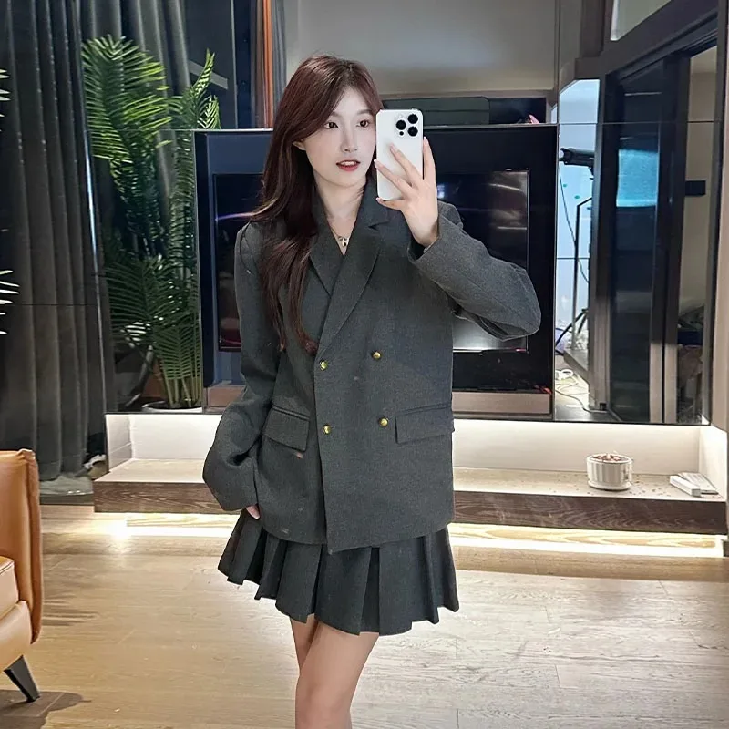 

UNXX Spring Autumn New Women's Elegant Regular Women's Set 2-piece Elegant Slim Fit Skirt Set Thick Tweed Suit Women Blazer Set