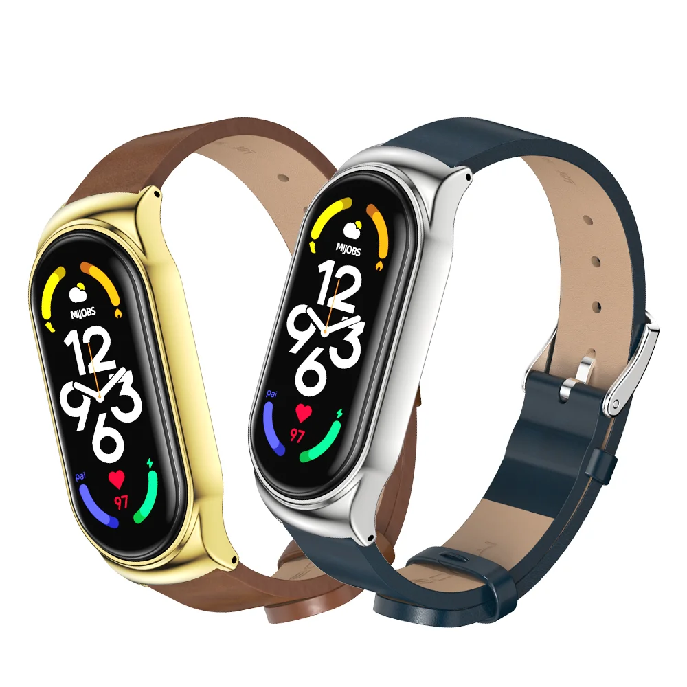 Premium PU Leather Wristband and Metal Bracelet