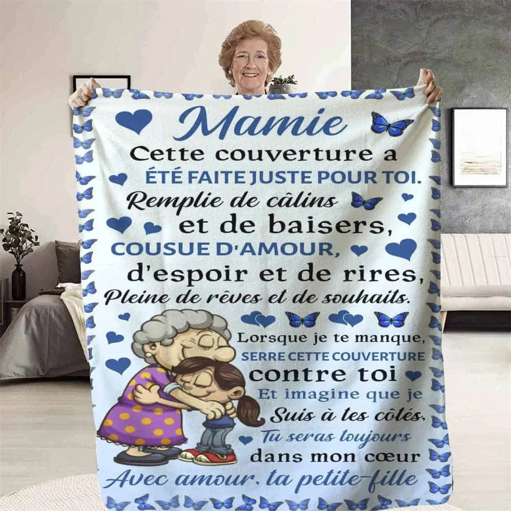French Language To My Mom Blanket Soft Flannel Blanket Sofa Bed Cover Express Love Message Nap Blanket Christmas Gift