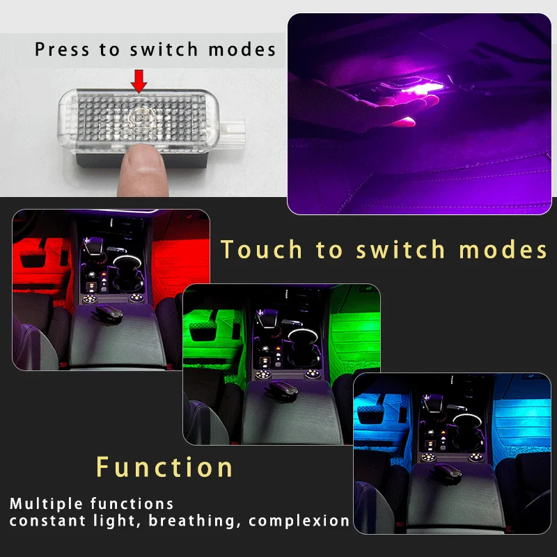 Led Colorful Footwell Lights For VW T-Tiguan II 2 MK2 Tharu RLine Regulatable Colorful Atmosphere Lamp