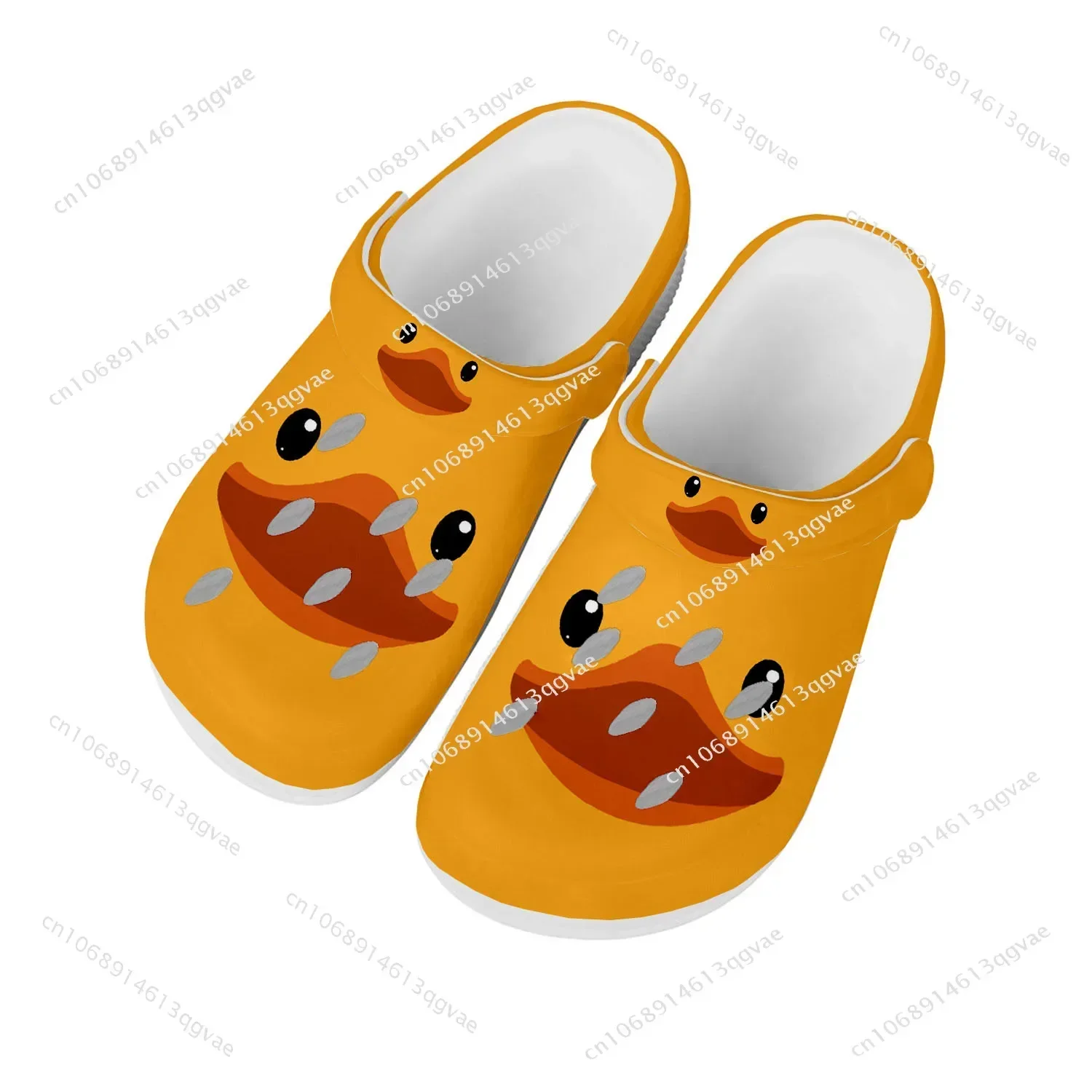 Yellow Duck Printed Home Clogs Custom Water Shoes Mens Womens Teenager Sandals Garden Clog Breathable Beach Hole Slippers White