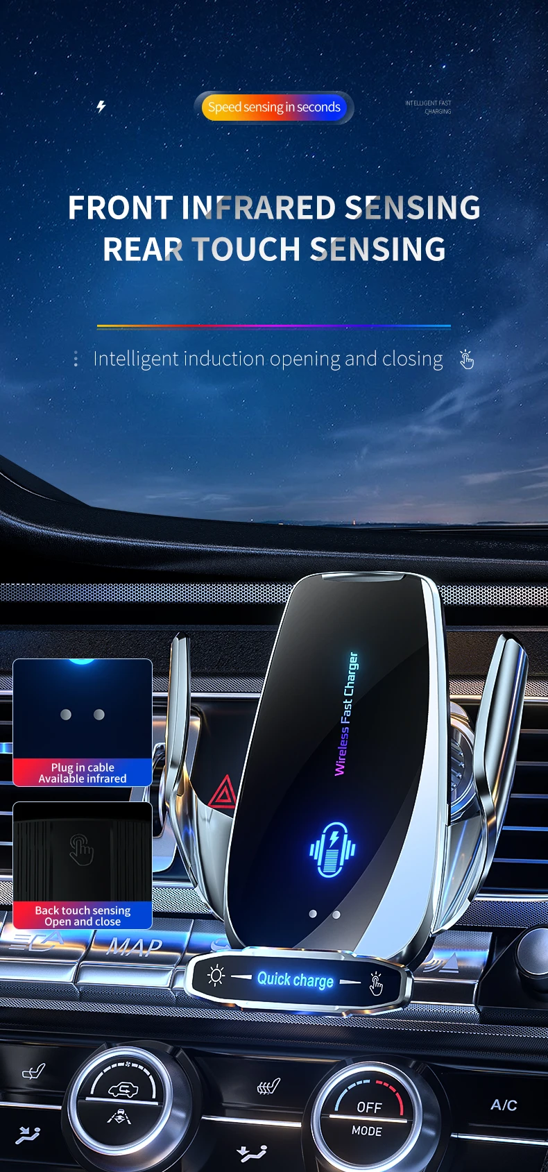 Car charger for iPhone and Samsung-Wireless car charger-Drive Smarter with the 15W Wireless Car Phone Holder & Fast Charging Magnetic Stand
