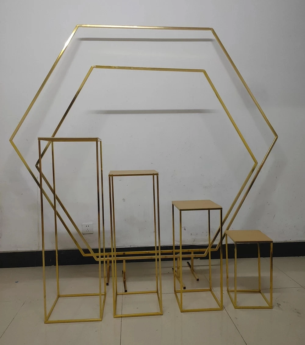 

Outdoor Lawn Wedding Arch Shiny Metal Iron Frame Marry Backdrop Arch Artificial Flower Rack For Birthday Party DIY decorate