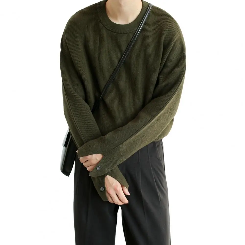 

Men Sweater Loose Split Design Long Sleeves Keep Warm Autumn Male Knitted Pullover sueter masculino