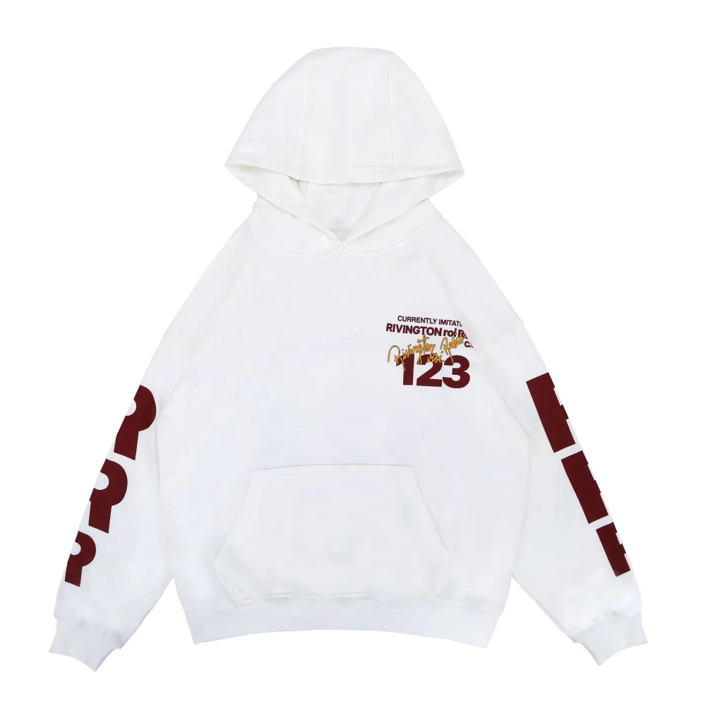 

RRR123 logo printed new hoodie for men and women Justin Bieber street wear anime large washed vintage high-quality pullover