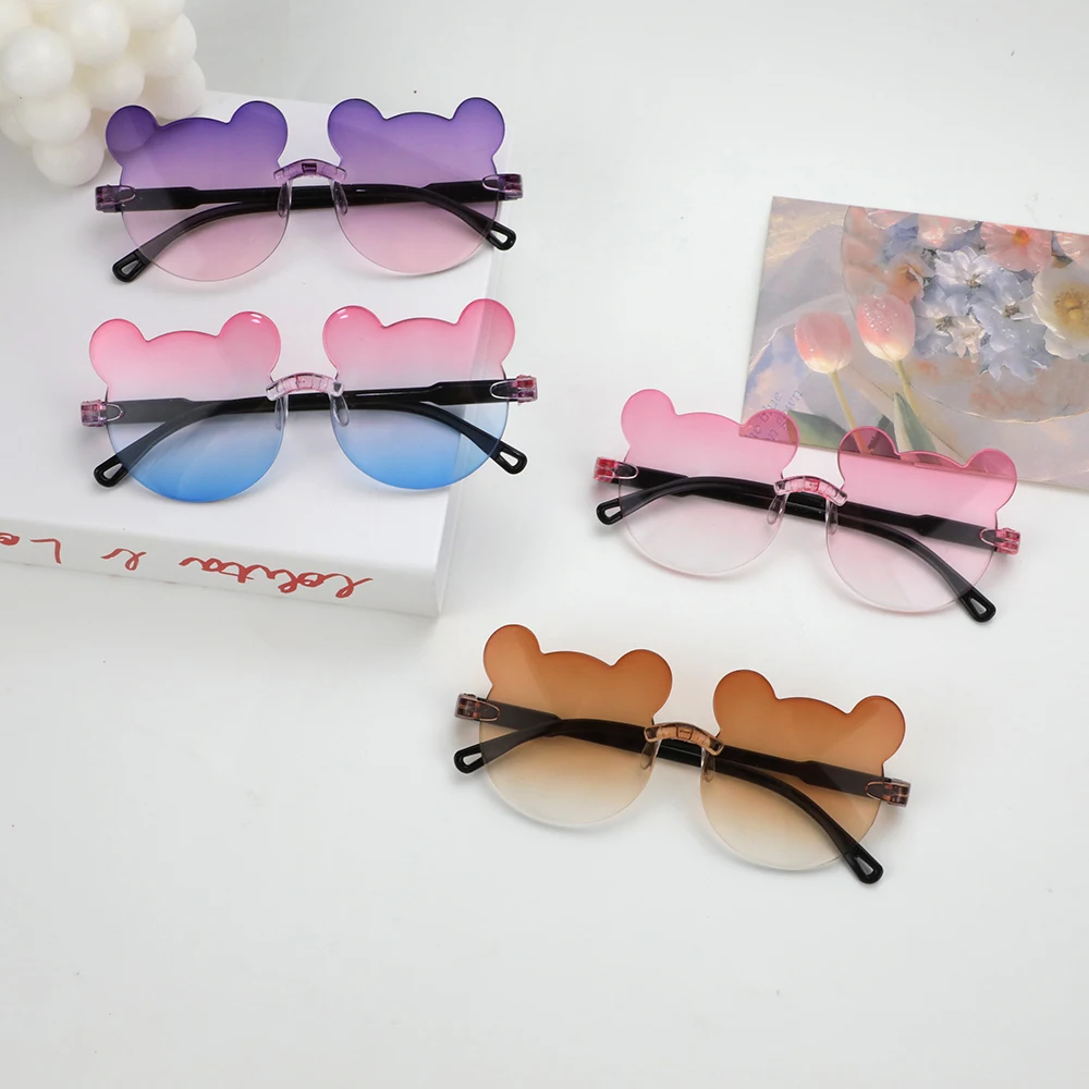 Children Cute Bear Shape Gradient Sunglasses Fashion Outdoor UV400 Sunglasses Baby Girls Sun Protection Glasses Kid Sun Glasses children sunglasses,kids sunglasses,fashion sunglasses