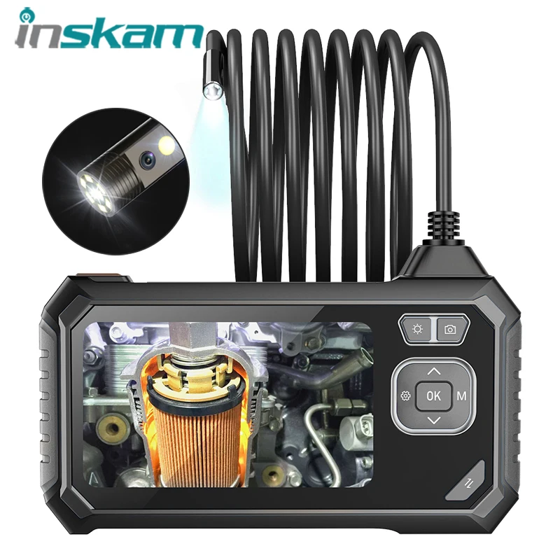 INSKAM Single Dual Lens Industrial Endoscope Inspection Camera with Screen IP67 Waterproof 1080D Digital Video Borescope 4.3inch p30 endoscope camera 8mm dual lens hd1080p snake tube rigid cable ip68 waterproof inspection borescope easy to use