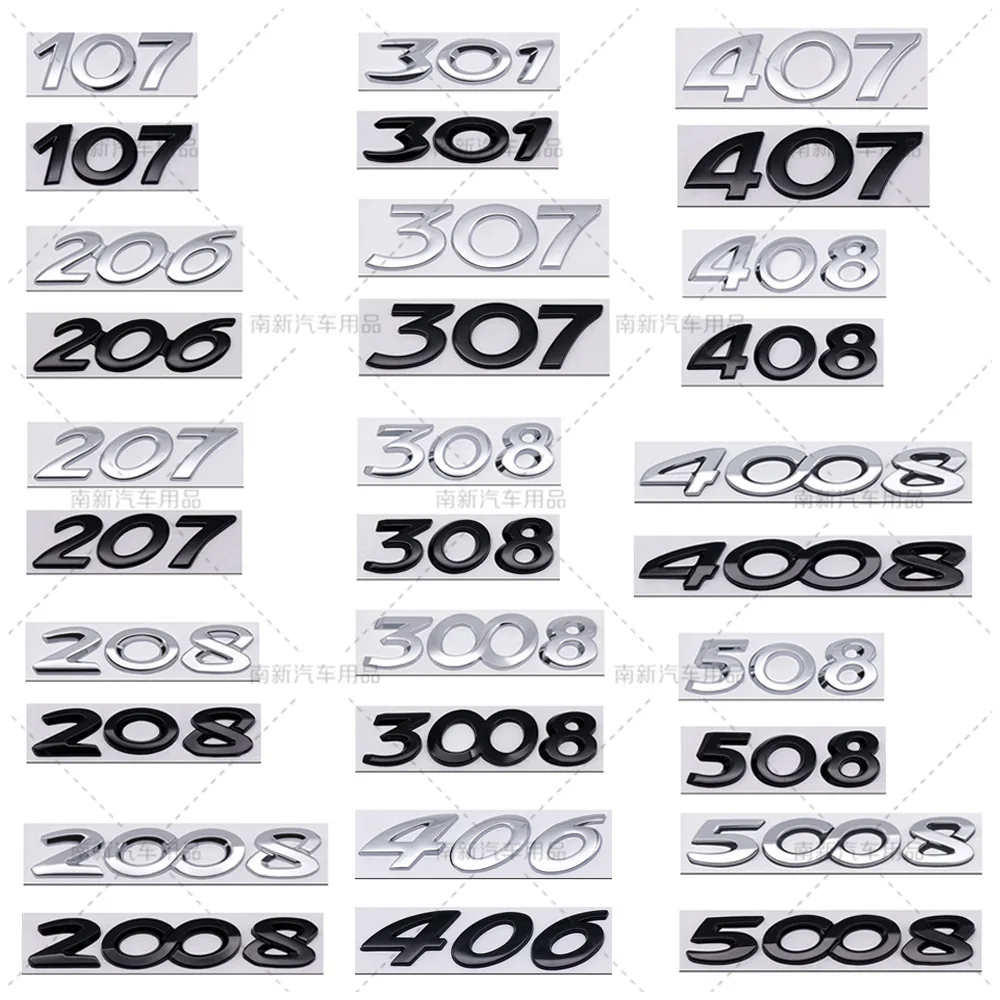 3D Car Sticker Rear Trunk Badge for Peugeot 206-5008 car stickers car fender emblem badge