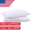 Goose Feathers and Down White Pillows with 100% Cotton Cover, Bed Sleeping Hotel Collection Pillows Set of 2, Standard Size ﻿ 1