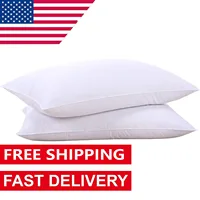 Goose Feathers and Down White Pillows with 100% Cotton Cover, Bed Sleeping Hotel Collection Pillows Set of 2, Standard Size ﻿ 1