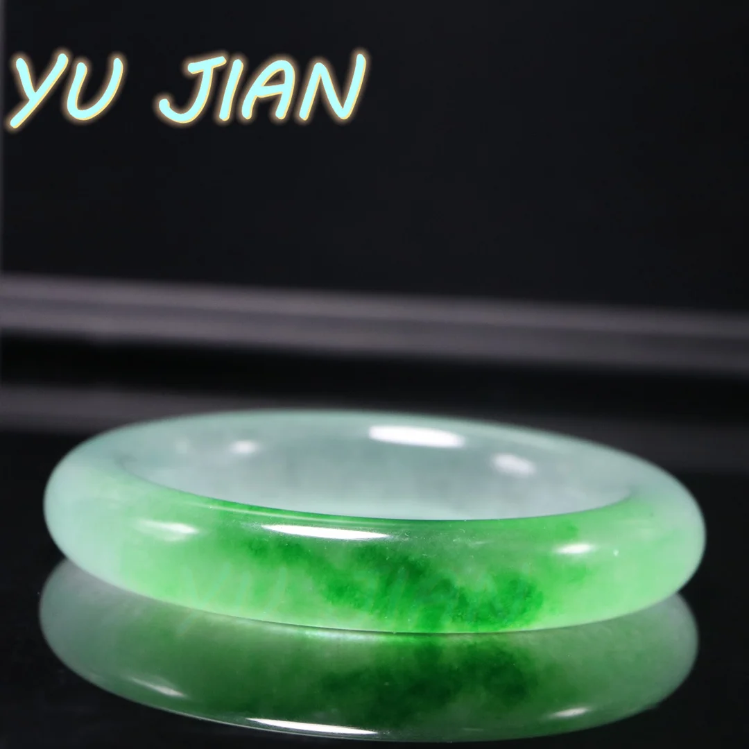 New Exquisite Fragrant Floating Green Flower Jade Bracelet Transparent Perfect Elegant Jadeite Bangles Fine Handring Jewelry