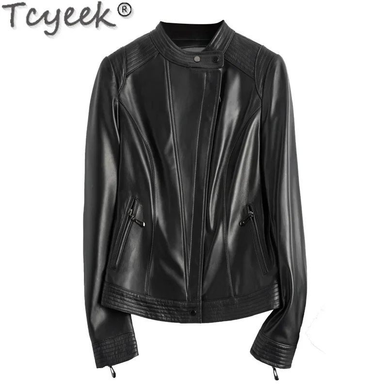 

Real Tcyeek Leather Jacket Genuine Sheepskin Coat for Women Clothes 2024 Spring Autumn Slim Fit Women's Motocycle Jackets Korean