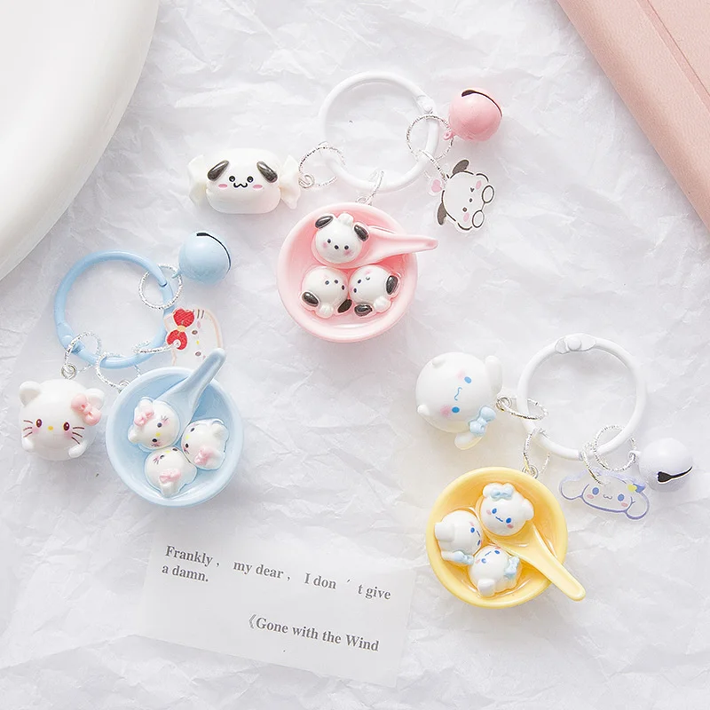 

6psKawaii Sanrio Hello Kitty Cinnamonroll Creative Combination Keychain Cartoon My Melody Kuromi Backpack Hanger Decoration Gift