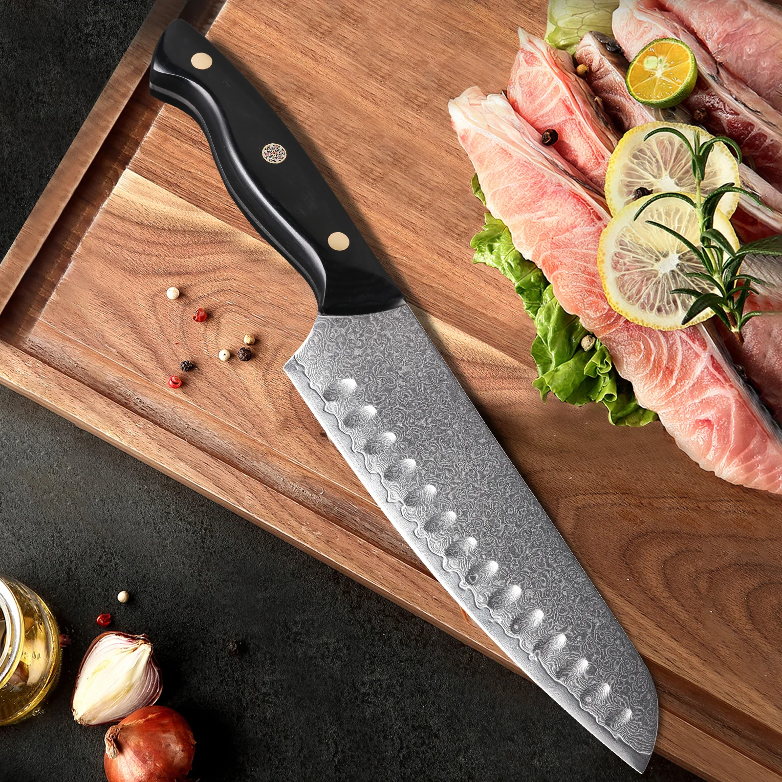 1pc, Professional Chef Knife, 8 Inch Damascus Kitchen Knives Of Japanese  VG-10 Stainless Steel ,Ultra Sharp Blade And Ergonomic Handle, Stain  Resistan