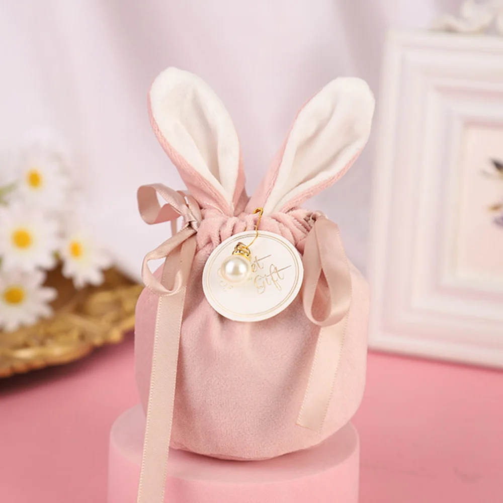 cellophane bag Easter Cute Bunny Gift Packing Bags Velvet Valentine's Day Rabbit Chocolate Candy Bags Wedding Birthday Party Jewelry Organizer cellophane bag