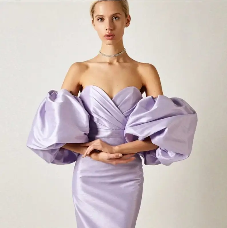 Puffy Short Sleeves Wedding Accessory Satin Bride Sleeves Women Bridal Party One Pair Removable