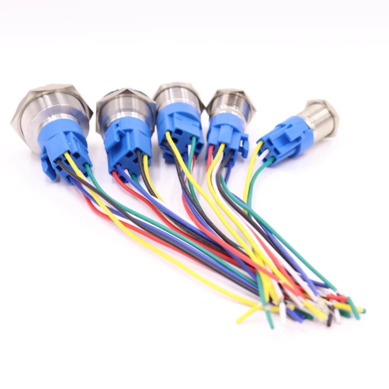 Button Switch Metal 12/16/19/22MM Convenient Installation Wires Motor Automobile Modification Waterproof LED