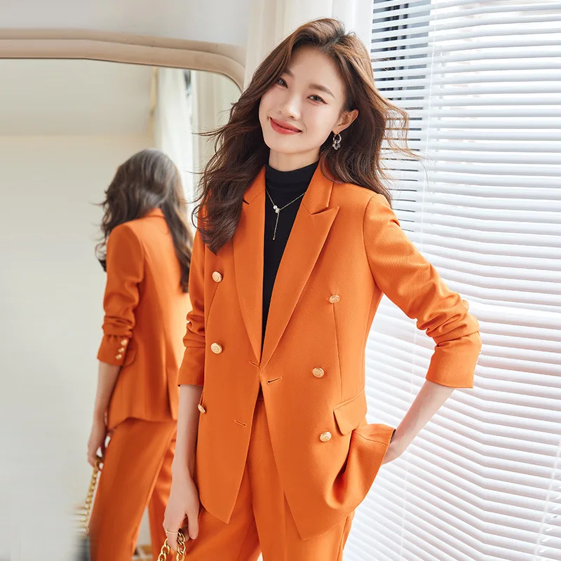 

Orange Suit Jacket Women's Autumn and Winter Temperament Office Wear Formal Wear Fashionable Socialite High-Grade Suit Suit Over