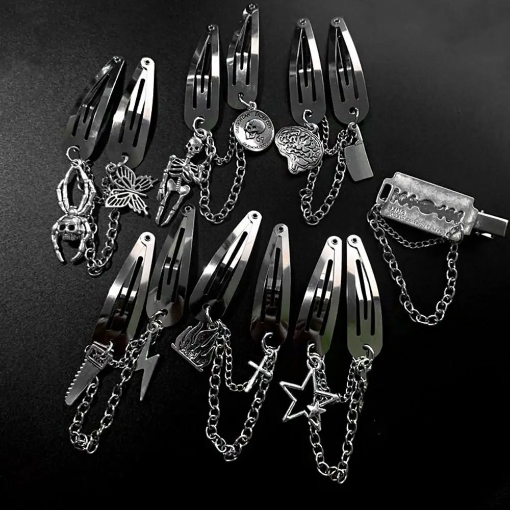 Description Picture 4 of itemHeart Y2K Star Metal BB Clip Chain Gothic Style Cool Cross Barrette Punk Hair Clip Women Hair Accessories Korean Style Hairpin