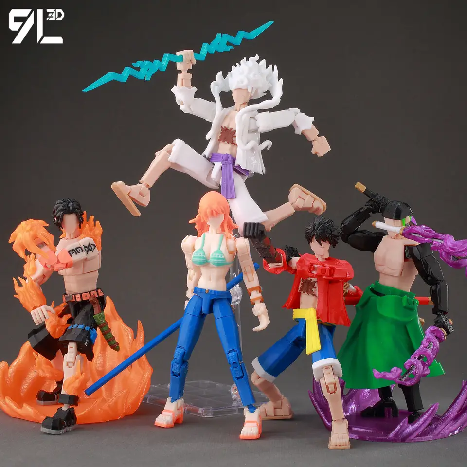 9L3D Printed Anime Characters Lucky 13 Zoro Dummy Action Figures