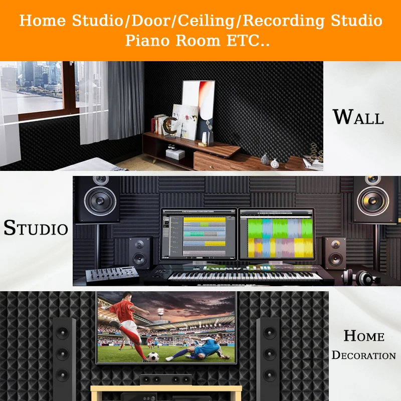 Acoustic Foam for Sound Absorbing and Soundproofing 6/12/24 Pcs