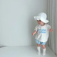 Enfants été mode lettres imprimer t-shirts bébé garçons solide T-Shirt enfants blanc haut en coton vêtements filles t-shirt style décontracté 2-7 ans 6