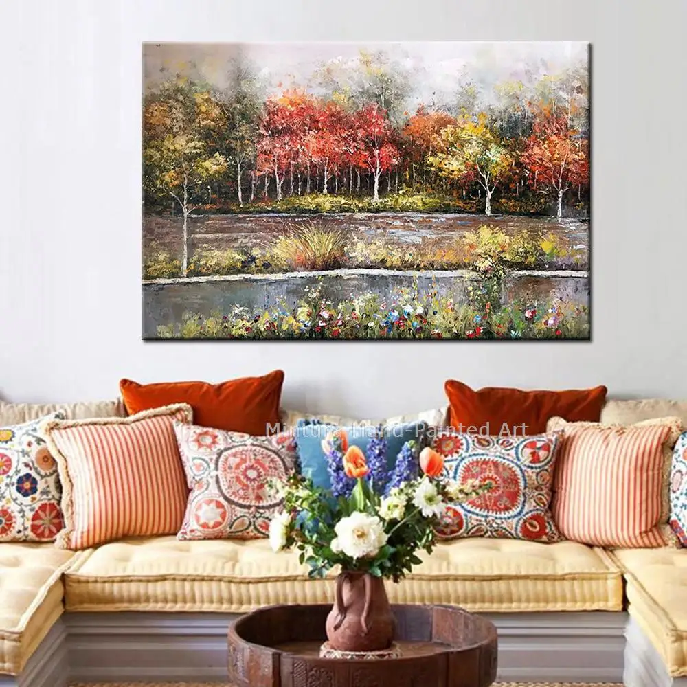 

Mintura,Large Artwork handpainted Impression Style Forest Trees Oil Paintings On Canvas,Wall Arts Picture Living Room Home Decor