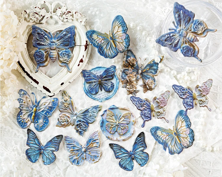 20 teile/paket Vintage Schmetterling Reliefs Textur Aufkleber DIY Scrapbooking Collage Materialien Dekor Junk Journal Ästhetik Kunst papier – Detail 11