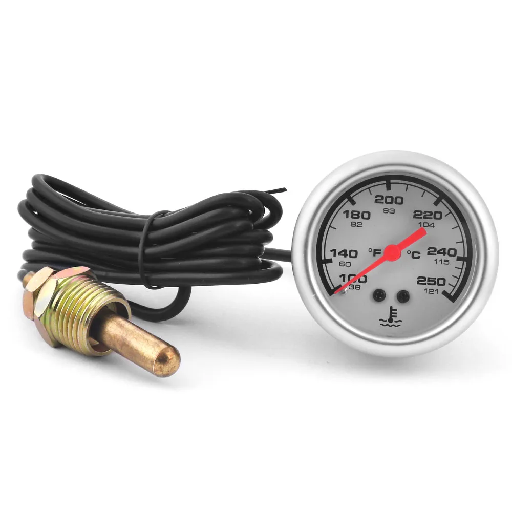 2 52MM 기계식 12V 수온 게이지 38-121 ℃ /100-250 ℉   센서 NPT 1/2-14가 있는 수온 게이지 자동차 미터
