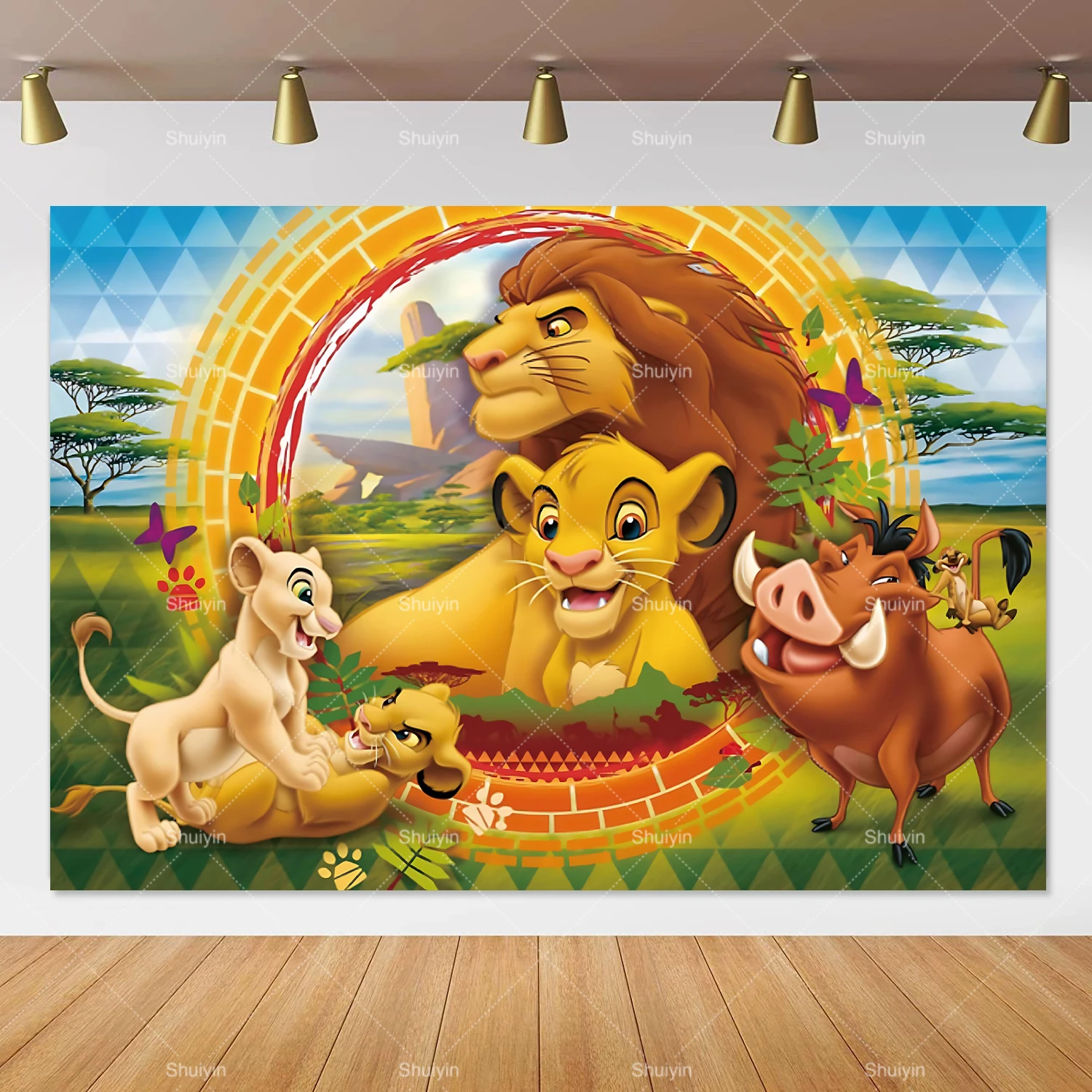 Simba's Jungle Celebration Backdrop - Tropical Birthday Party Decor Banner