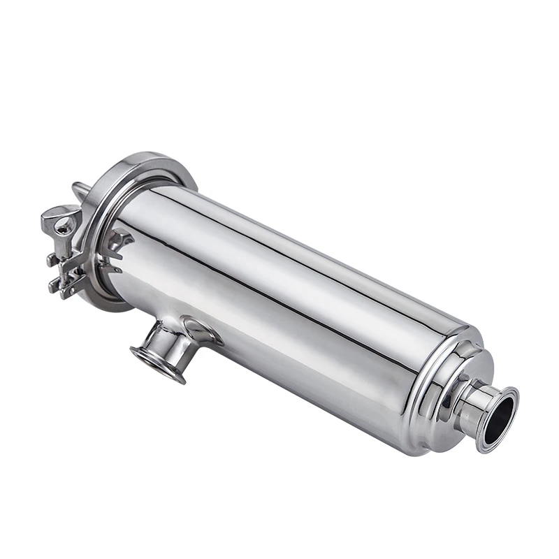 Sanitär-Winkeltyp aus Edelstahl in Lebensmittelqualität, Tri-Clamp-Filter, Wasserleitungskartusche, schnelle Installation, Duplex-Filter – Detail 11