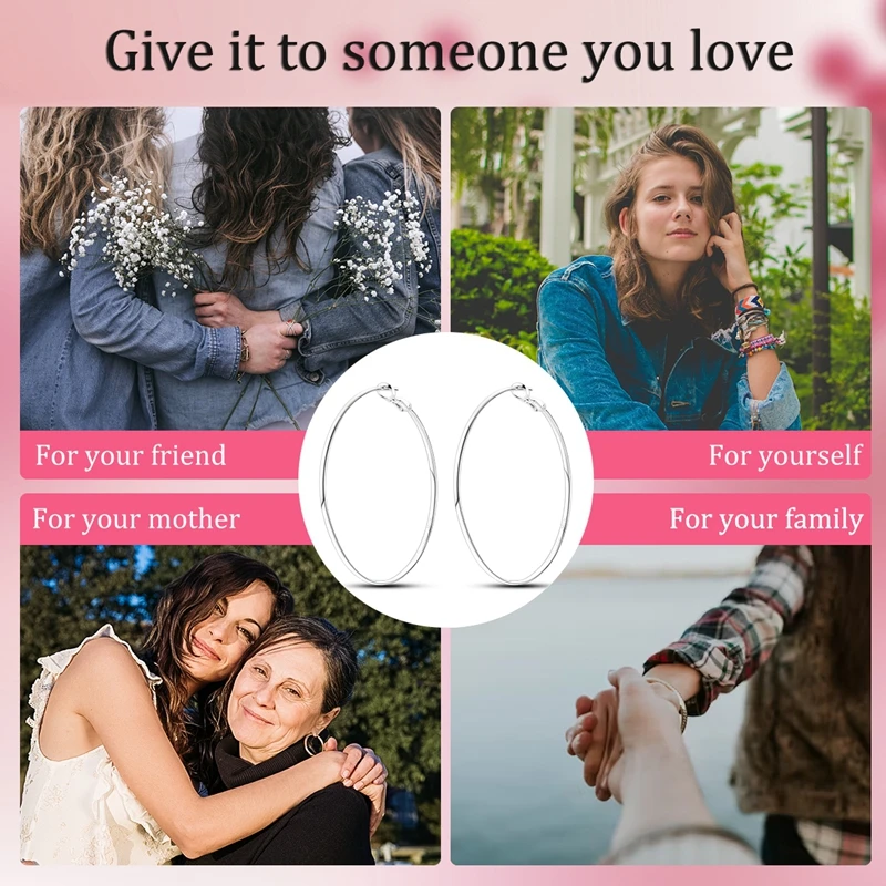 Original 925 Sterling Silver Hoop Earrings Luxury Square Circle Heart Hoop Earrings For Women Girl Party Wedding Jewelry Gifts