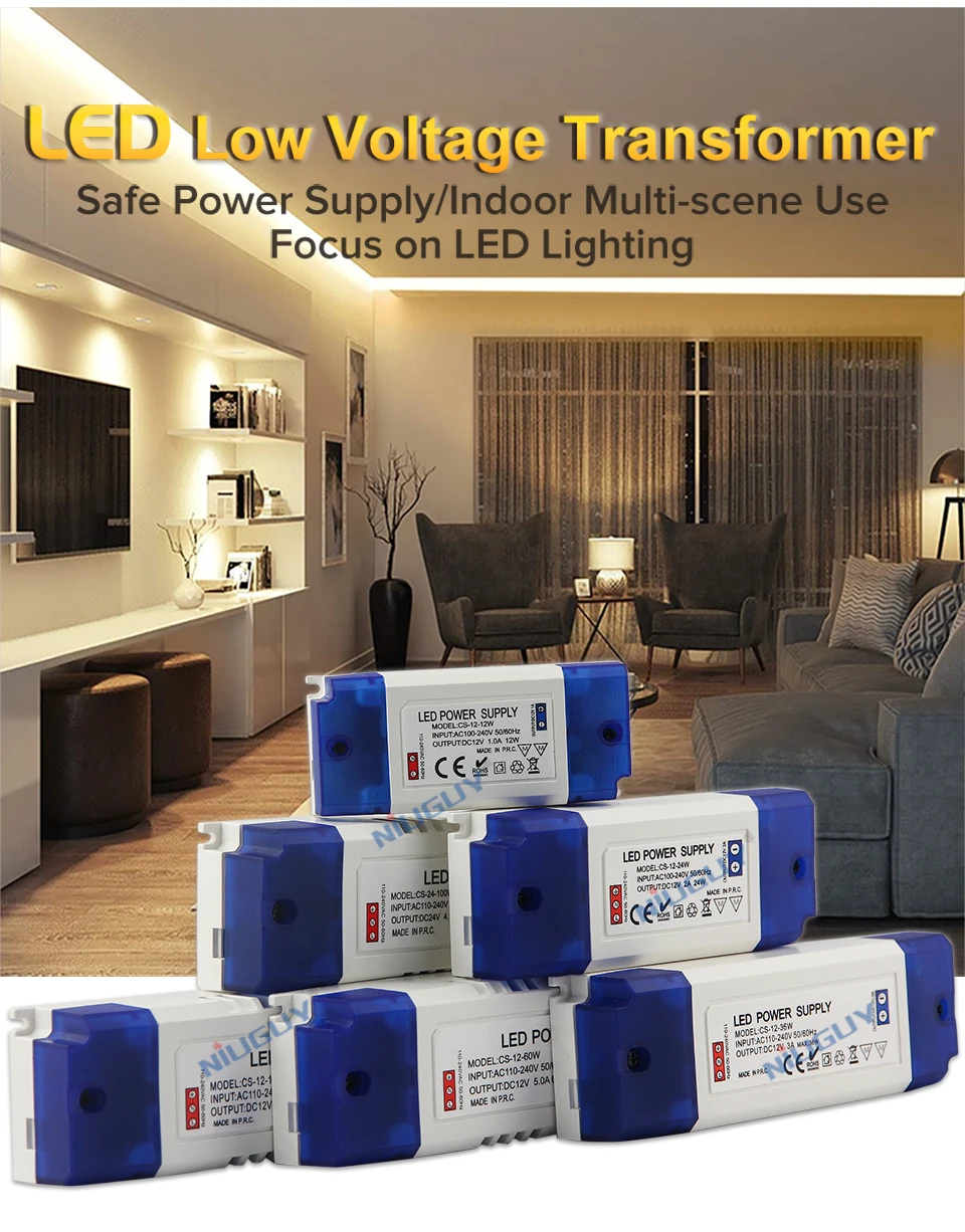 Description Picture 5 of item12V Power Supply Adapter 110V 220V to 12V Lighting Transformer 12W 36W 60W 100W DC24 Volts Source LED Driver for LED Strip Light