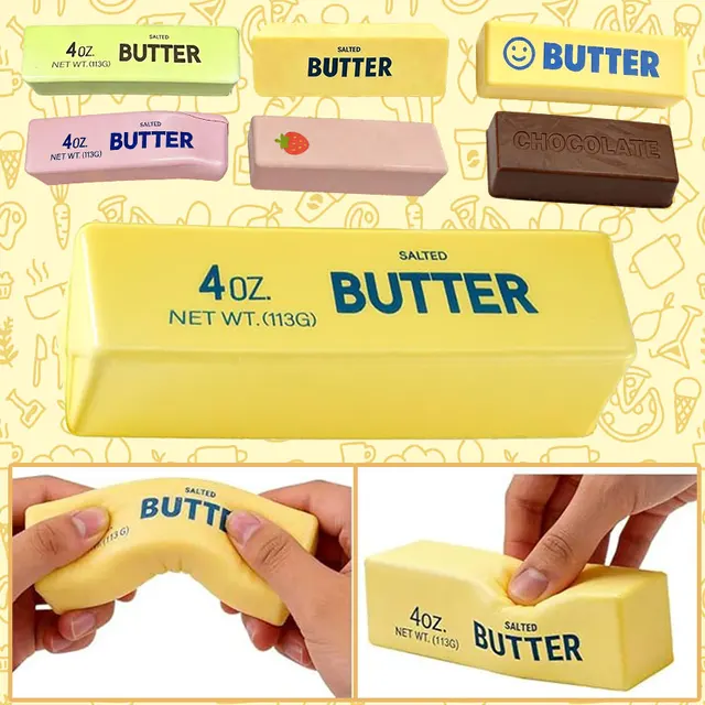Jouet sensoriel anti-stress en silicone souple en forme de bloc de beurre ou de chocolat, à récupération lente, pour adultes, cadeau 1